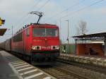 155 118-3 am 06.04.2012 bei der Durchfahrt Brstadt(oben).