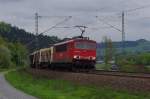155 082 Railion / DB Schenker mit gemischten Gterzug am 11.05.2013 zwischen Pressig-Rothenkirchen und Neukenroth gen Kronach.