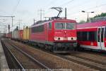 Schnefeld Flughafen, DB E-Lok 155 261-1 (9180 6 155 261-1 D-DB) mit Gterzug auf dem Berliner Auenring ostwrts fahrend, DB Talent2 EMU 442 136-8 (9480 0 442 136-8 D-DB), 2013,06,14