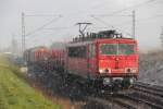 Erstes kurzes Gastspiel des Winters mit 155 132-4 DB Schenker in Staffelstein am 26.11.2013. 