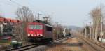 Nachdem am 01.03.2014 155 112-6 den GA 52813 nach Mosel gefahren hat, fährt Sie LZ nach Zwickau zurück um sich dort zur Wochenendruhe begeben.