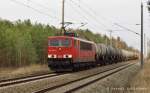 155 006 mit dem Fx 51004 bei Elsterwerda-Biehla, 19.03.2014.