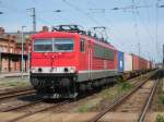 Am 05.07.2014 kam MEG 706 (155 119) mit einem Containerzug aus Richtung Magdeburg nach Stendal und fuhr weiter in Richtung Wittenberge.