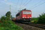 155 246-2 zieht einen gemischten Güterzug durch Porz-Wahn Richtung Süden. Aufgenommen am 06/09/2014.