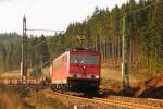 155 108-4 DB Schenker im Frankenwald bei Steinbach am 12.11.2014.