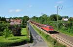 155 206-6 fuhr am 11.06.2014 mit einem Güterzug von Emden nach Osnabrück, hier in Leer.