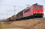 155 180-3 DB Schenker Rail bei Reundorf am 05.03.2015.