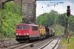 155 086-2 mit zwei Dieselloks aus den Niederlanden (6444 und 6445) bei der Einfahrt in Eichenberg. 19.06.2015