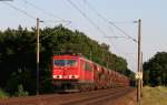 155 147-2 mit einem leeren Schotterzug bei Emsbüren 11.6.15