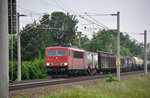 155 236-3 mit gemischten Güterzug in Zschortau am 24.05.2016