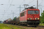 155 206-6 durchquert am 28.05.2016 mit einem gemischten Güterzug Ratingen-Lintorf.