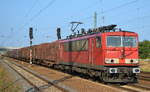 DB Cargo mit der Rpool 155 269-4 (9180 6 155 269-4 D-Rpool) und einem Coil-Transportzug am 06.09.18 Bf. Flughafen Berlin-Schönefeld.