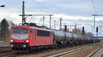 Die Leipziger LEG 155 078-9 (9180 6 155 078-9 D-LEG) mit Kesselwagenzug (Ethanol) am 28.01.19 Durchfahrt Bf.