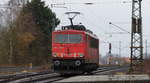 155 260-3 DB Schenker Rail Deutschland AG auf Alleinfahrt am 01.02.2013 am ehemaligen Bahnhof von Ostercappeln.