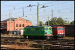 Die rangierende PKP ST 43.190 passiert hier am 24.9.2005 im Grenzbahnhof Guben die DB Lok 155122,