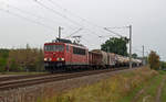 Mit einem gemischten Güterzug rollte 155 019 am 25.09.19 durch Jeßnitz Richtung Bitterfeld.