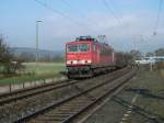155 034 mit gemischten Güterzug am 22.10.10, Richtung Lichtenfels, durch Gundelsdorf.