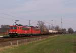 155 103-5 + 155 206-6 (Kalt) mit einem gemischten Güterzug in Hamm-Neustadt am 24.03.2012