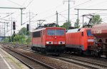155 084-7 DB kommt als Lokzug aus Richtung Potsdam und fährt durch Berlin-Flughafen-Schönefeld und fährt in Richtung Berlin-Zoo bei Sonnenschein am 18.5.2012.