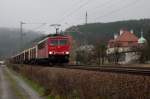 155 038 mit gemischten Güterzug am 23.11.2013 in Rothenkirchen Richtung Kronach.