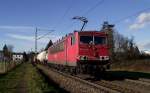 DB Schenker Rail 155 101-9 mit gemischten Güterzug am 17.01.14 bei Hanau West