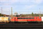 155 123-3 DB fährt  mit einem langen Kesselzug aus Antwerpen-Kanaaldok(B) nach Millingen(D) und fährt als Umleiter über Köln  bei der Ausfahrt aus Aachen-West und fährt in