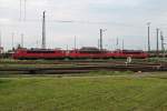 Am 13.09.2014 standen 155 232-2, 155 095-3 und 155 087-0 zusammen auf einem Abstellgleis im Betriebsbahnhof Offenburg und warten auf eine neue Aufgaben.