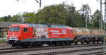 MEG  804/156 004-4  (NVR-Nummer: 91 80 6156 004-4 D-MEG) mit zwei zweiachsigen Druckgaskesselwagen (Ethylenoxid) fuhren am frühen Abend des 05.09.19 Magdeburg Hbf vorbei.