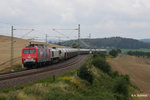 Zementleerzug mit MEG 156 004 und class 66 auf den Weg nach Berlin bei Ruppertsgün/Pöhl am 13.8.2016