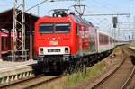 MEG 804 / 156 004-4 D-MEG mit Überführung ehem. CNL-Wagen aus dem SSM Mukran Richtung Eberswalde - Durchfahrt Pasewalk am 13.07.2020.