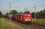 156 001-0 (MEG 801) fhrt mit einem Ganzzug Kesselwagen in Richtung Braunschweig. Fotografiert am Abend des 09.07.2010 in Magdeburg Diesdorf. 