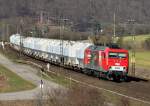 156 002 MEG 802 mit Zementzug am 17.03.12 bei Harrbach