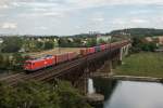 156 002 der MEG mit einem Containerzug am 28.