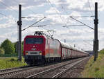 [Reupload]    Autotransportzug mit 156 001-0 (Lok 801), versehen mit Job-Werbung, durchfährt den Hp Zöberitz auf Gleis 2 Richtung Köthen.