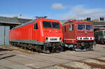 Vor dem Lokschuppen waren am 08.10.22 156 003 und 250 250 im Thüringer Eisenbahnverein ausgestellt.