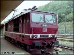 180 020 letztgebaute Lok ihrer Art für die DR wartet im September 1999 in Bad Schandau auf neue Aufgaben