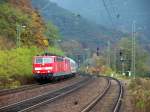 181 219 und 181 207 ziehen am 03.11.07 ihren leicht verspteten InterCity 2158 von Frankfurt (Main) HBF nach Saarbrcken HBF. Die Aufnahme entstand bei Lambrecht in der Pfalz.