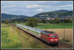 181 214 konnte am 6.9.2009 mit dem IC 2256 an der Brcke Grosachsen-Heddesheim angetroffen werden. Leider siegten die Wolken, wie auf dem Bild zu erkennen ist.