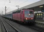 181 218 bespannte am 12.12.09 den letzten EN 408 von Budapest nach Frankfurt(Main)Hbf.Aufgenommen beim Halt in Mannheim Hbf.