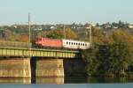 181 223 mit IC 134 fhrt pnktlich ber die Konzer Brcke gen Luxemburg.