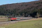 181 210 mit IC 187 am 23.02.2014 bei Möhringen.