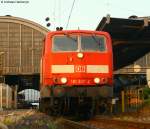 181 207-2 im Abendlicht mit dem EC 360(Mnchen Hbf-Strabourg) in Karlsruhe Hbf 2.5.09