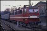 251003 wartet hier am 17.3.1990 um 17.5 Uhr vor dem P 16440 nach Königshütte auf die Abfahrt im Bahnhof Blankenburg.