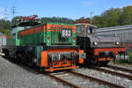 RBH  003  ist eine von Henschel gebaute Drehstrom-Elektrolokomotive des Typs E 1200, daneben steht die 1913 bei AEG gebaute elektrische Gleichstromlokomotive LPD Berlin Nr.3.