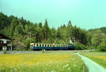 Bayerische Zugspitzbahn im Sommer 1984 als Adhäsionsbahn mit einer Tallok.