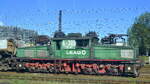 Gegenüber dem Bahnhof Peitz Ost stand die Industrie-Tagebaulok der LEAG Typ EL-2 mit der Bezeichnung 4-308 / 100-B3 am 08.05.23.