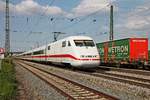 Durchfahrt am 04.05.2016 von 401 013-8  Frankenthal/Pfalz  als ICE 279 (Berlin Ostbahnhof - Basel SBB) durch den Bahnhof von Müllheim (Baden) gen Zielbahnhof.