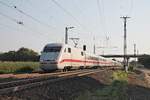 Am 13.09.2016 fuhr 401 016-1  Pforzheim  als ICE 274 (Basel SBB - Berlin Ostbahnhof) bei Müllheim (Baden) auf der KBS 703 in Richtung Freiburg (Breisgau).