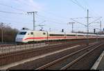 401 015 als ICE 693 (Linie 11) von Berlin Hbf (tief) nach Stuttgart Hbf durchfährt den Hp Leipzig Messe auf der Neubaustrecke Erfurt–Leipzig/Halle (KBS 580).