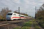 Als ICE 5 (Frankfurt (Main) HBf - Basel SBB) war am Morgen des 13.04.2017 der 401 013-8  Frankenthal/Pfalz  unterwegs zur Schweizer Grenze, als dieser durch den Bahnhof von Heitersheim fuhr.